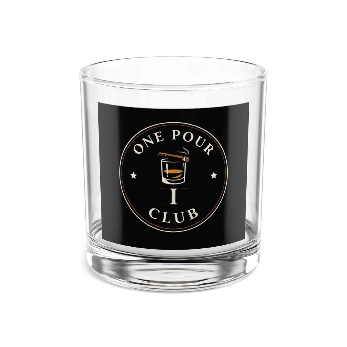 One Pour Club (Black) Rocks Glass — 10 oz Whiskey Glass